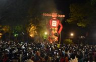 प्राधिकरणात श्री समर्थ युवक प्रतिष्ठानच्या वतीने 'कलम ३७०' च्या रावणाचे दहन
