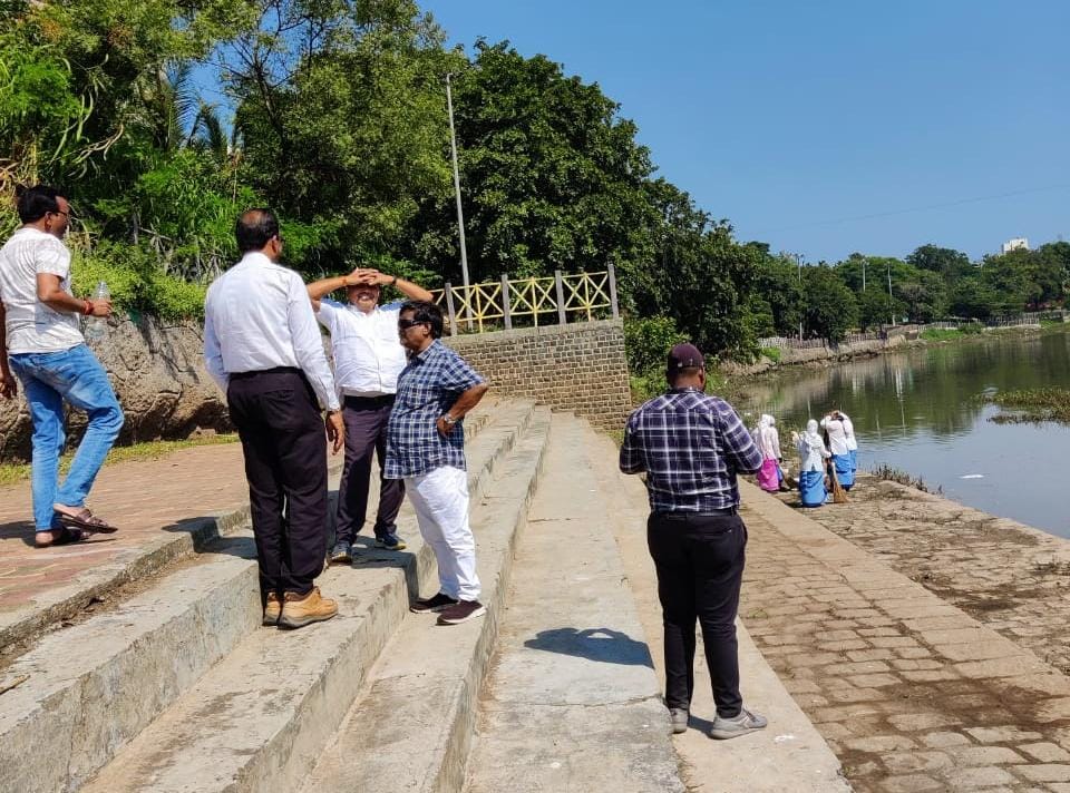 छ्ठ पूजा उत्सवासाठी पवना नदी घाट सज्ज; घाटाची अधिकाऱ्यांकडून पाहणी