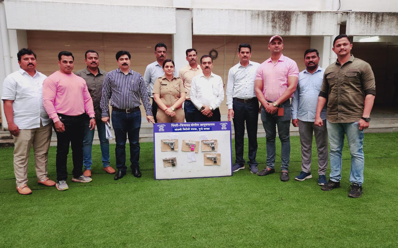 पाच पिस्टल १० काडतुसासह चार सराईतांना अटक; पिंपरी चिंचवड पोलीसांच्या खंडणी विरोधी पथकाची कामगिरी