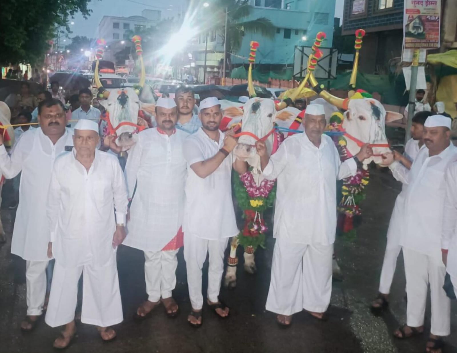 आळंदीत माऊलींच्या पालखी रथ बैलजोडीचे भव्य मिरवणूक काढत आगमन