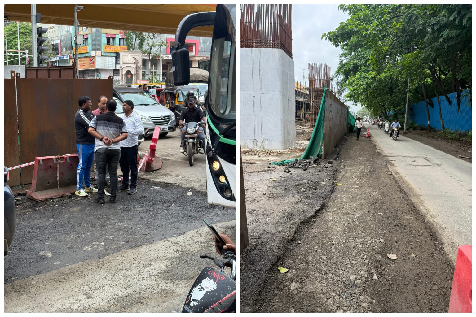 मनसेकडून आंदोलनाच्या इशाऱ्यानंतर मेट्रो प्रशासनाला आली जाग; निगडी ते‌ आकुर्डी रस्ता दुरुस्तीचे काम तातडीने सुरू