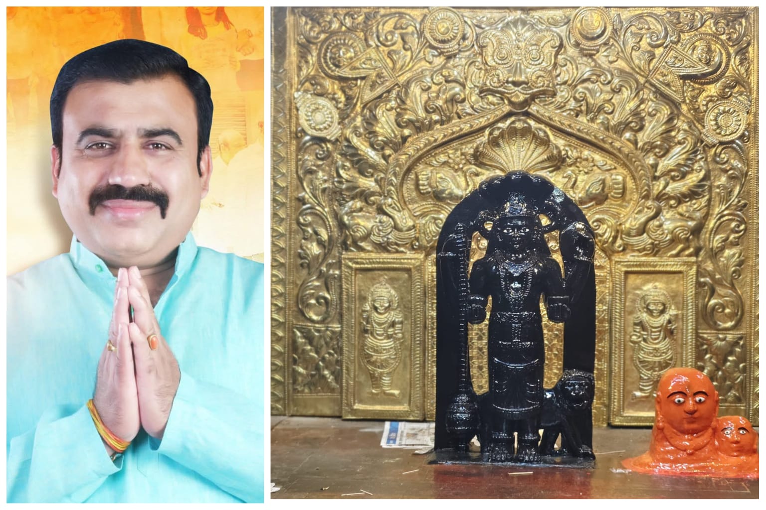 पिंपरीगाव येथील महालक्ष्मी मरीआई माता मंदिरात शारदीय नवरात्र उत्सवानिमित्ताने संदीप वाघेरे यांच्या वतीने मखर अर्पण