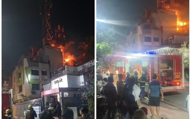 आकुर्डीतील गंगानगरमध्ये मोबाईल टॉवरला आग