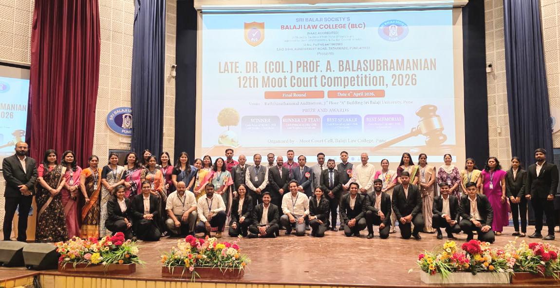 बालाजी लॉ कॉलेजतर्फे १२वी राष्ट्रीय स्तरावरील मूट कोर्ट स्पर्धा २०२६ चे यशस्वी आयोजन