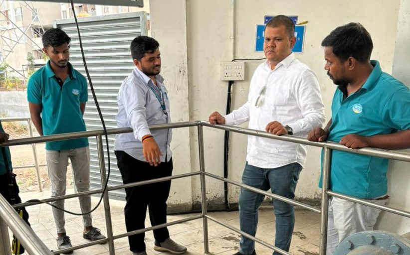चिखली येथील सांडपाणी प्रक्रिया प्रकल्पाची स्थायी समिती सभापती अभिषेक बारणे यांच्याकडून पाहणी
