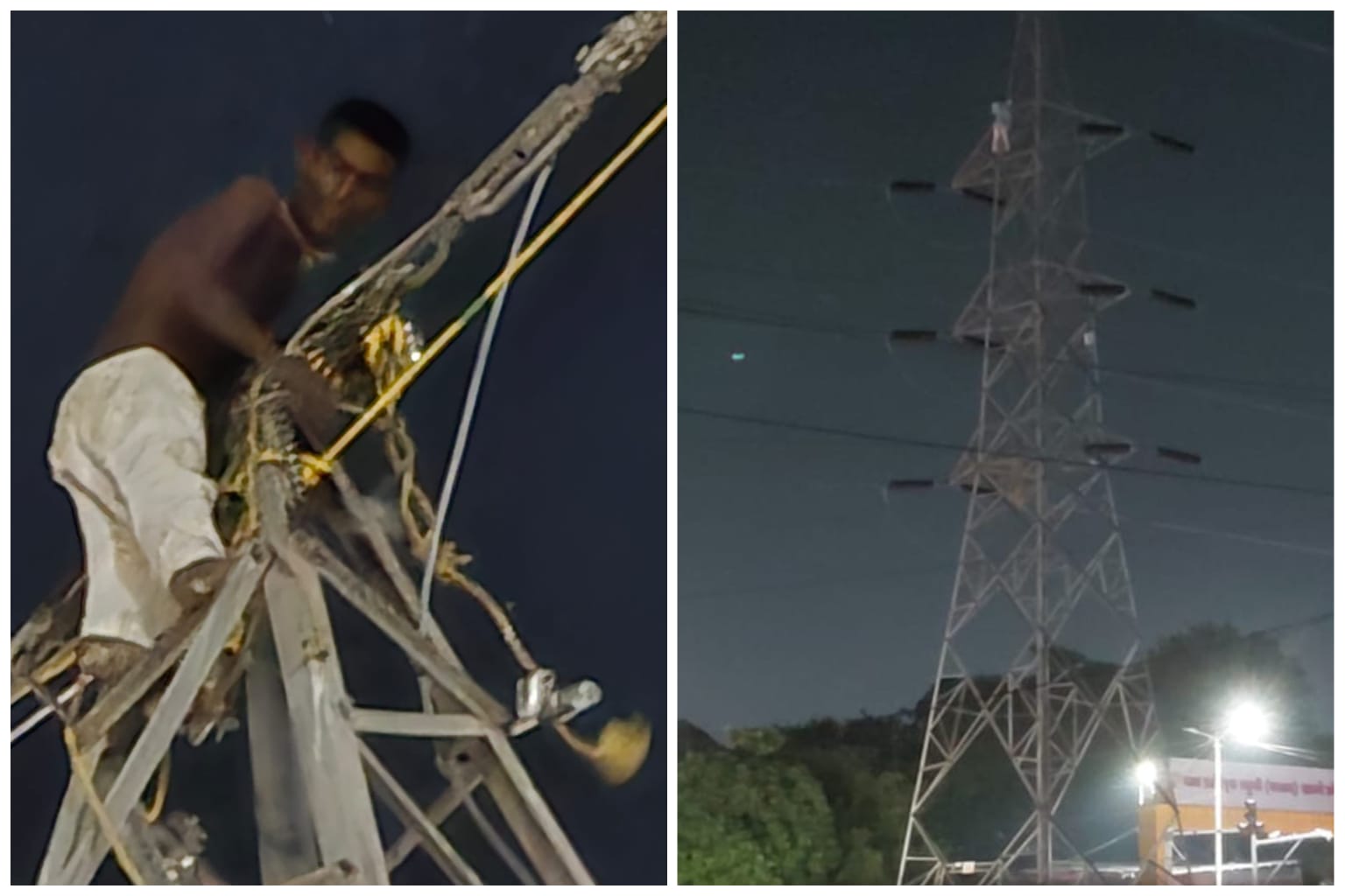 निगडीत थरार..! नशेत तरुणाचा हायटेन्शन खांबावर तीन तास ‘हाय-व्होल्टेज’ ड्रामा