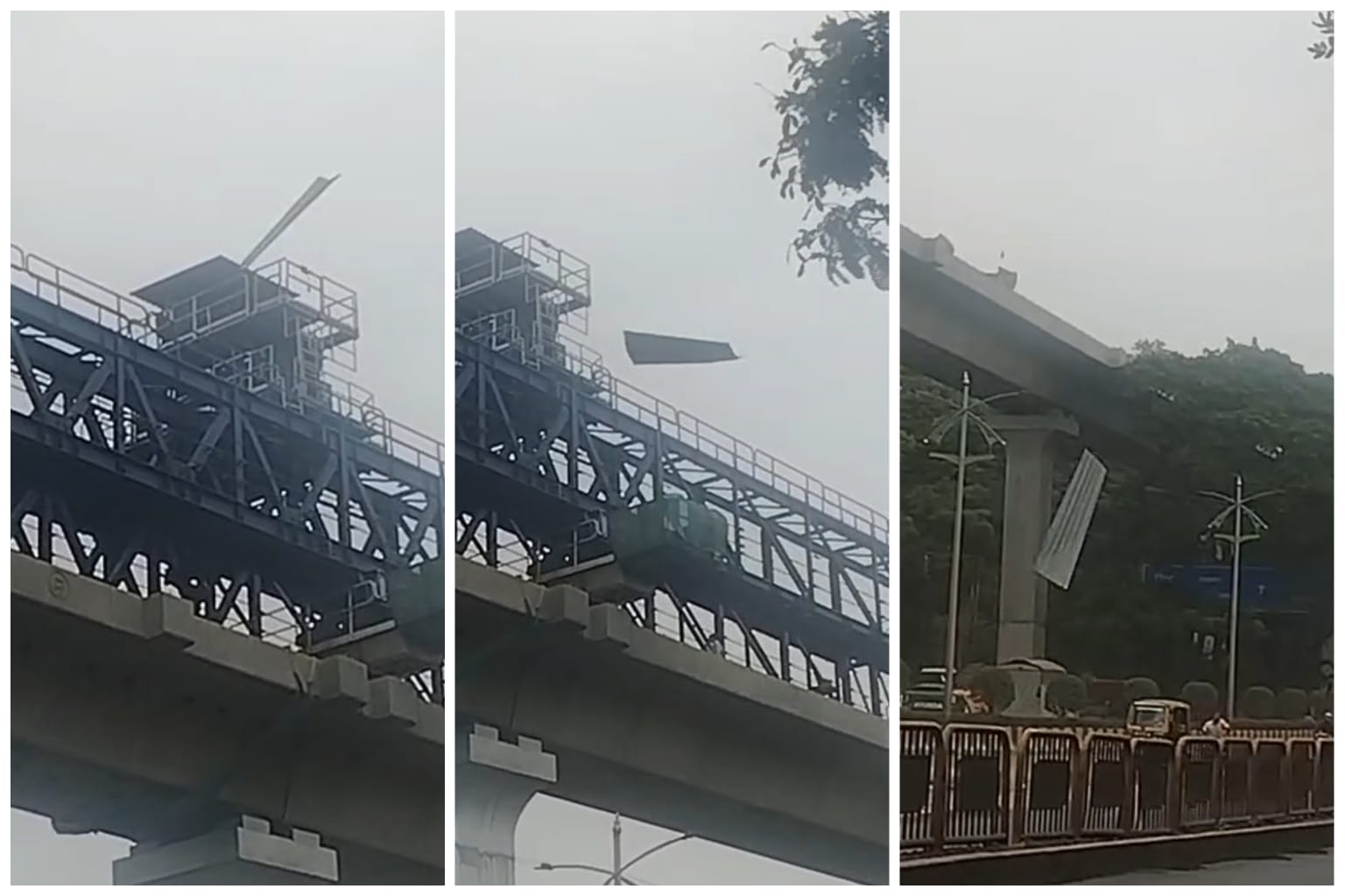 निगडी येथे वादळी वाऱ्याने मेट्रोच्या कामाचे पत्रे उडाले; नागरिक थोडक्यात बचावले