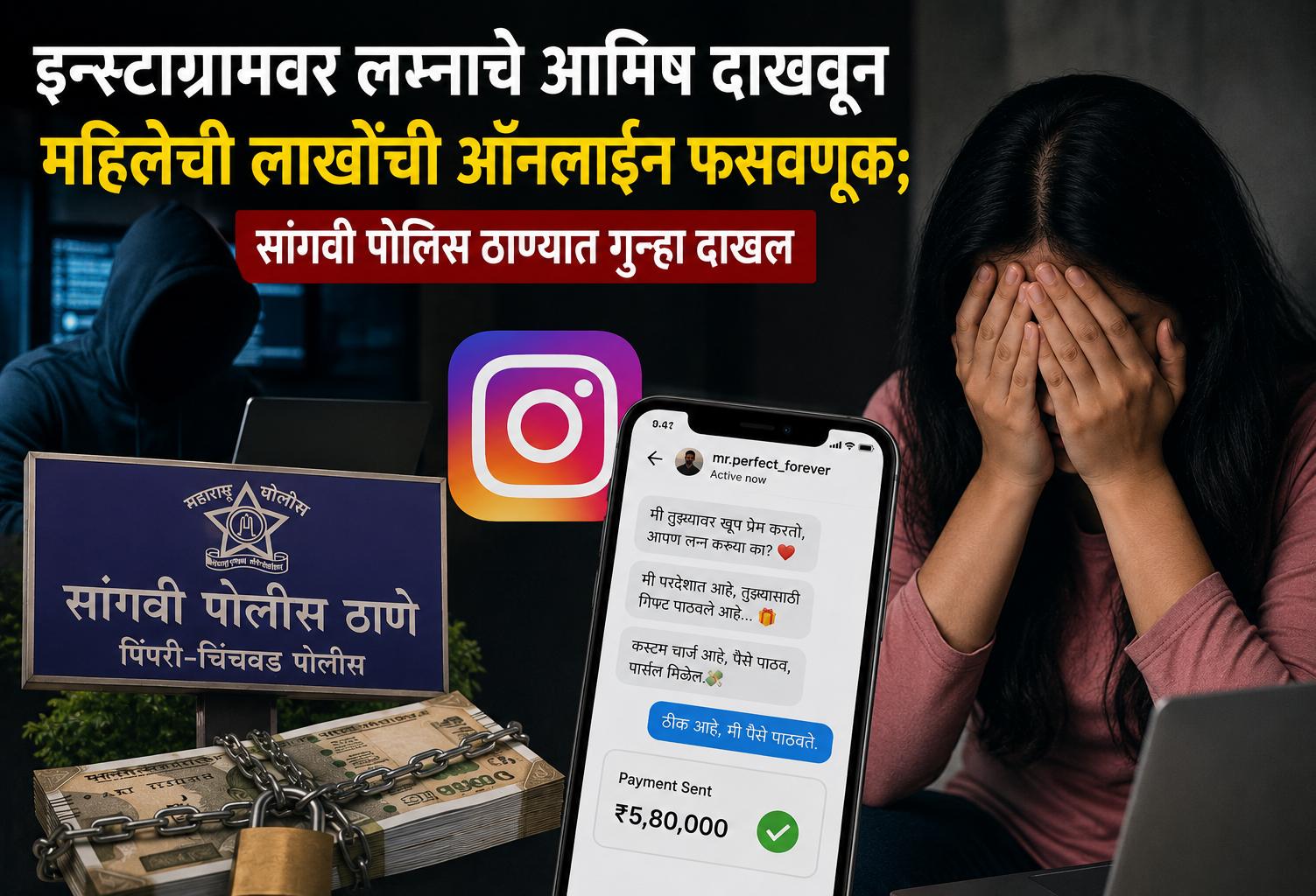 इन्स्टाग्रामवर लग्नाचे आमिष दाखवून महिलेची लाखोंची ऑनलाइन फसवणूक; सांगवी पोलिस ठाण्यात गुन्हा दाखल