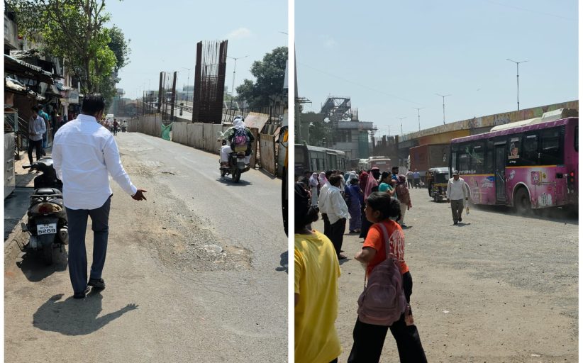 निगडी येथे मेट्रोच्या कामामुळे रस्त्याची दुरावस्था; तातडीने खड्डे बुजवण्याची मनसेची मागणी