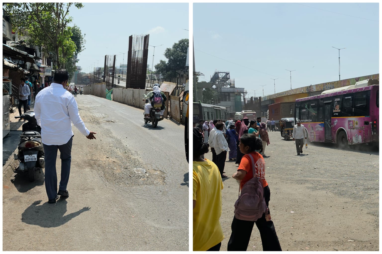 निगडी येथे मेट्रोच्या कामामुळे रस्त्याची दुरावस्था; तातडीने खड्डे बुजवण्याची मनसेची मागणी