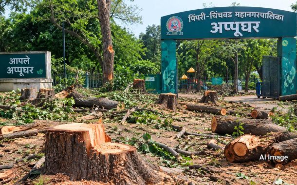 निगडीतील अप्पूघर परिसरात ४९ झाडांची बेकायदेशीर कत्तल? ठेकेदारावर गुन्हा दाखल करण्याची ‘आप’ची मागणी