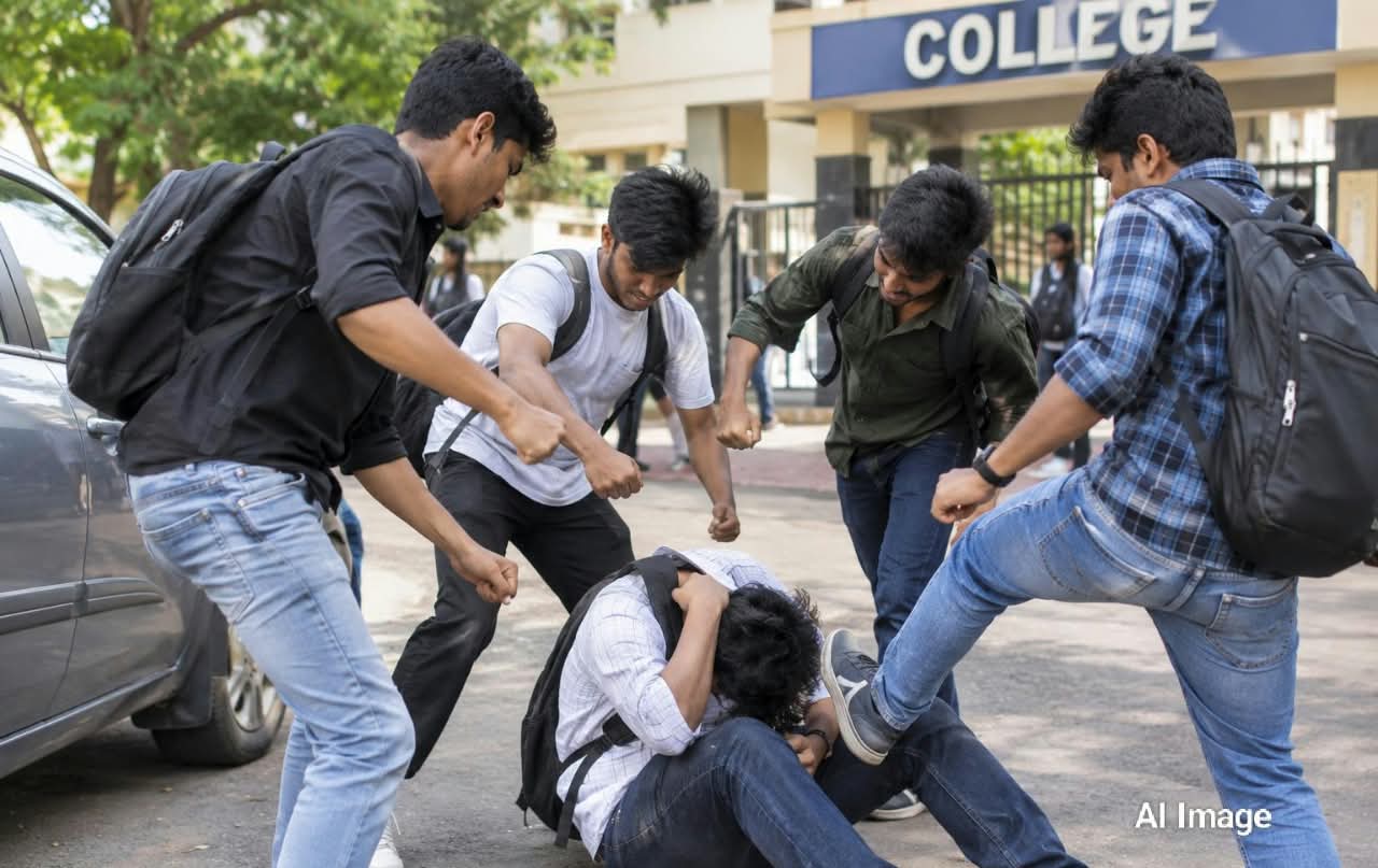 हॉर्न वाजवल्याचा राग; कॉलेजसमोर विद्यार्थ्याला चौघांकडून बेदम मारहाण