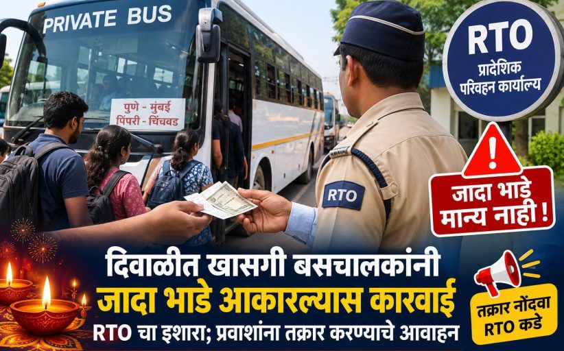 दिवाळीत खासगी बसचालकांनी जादा भाडे आकारल्यास कारवाई, RTO चा इशारा; प्रवाशांना तक्रार करण्याचे आवाहन